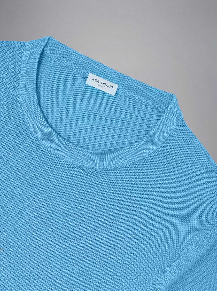 Paul & Shark Knitwear & Jumpers Paul & Shark - Riviera Garment Dyed Cotton Crew Neck Blue Sweater
