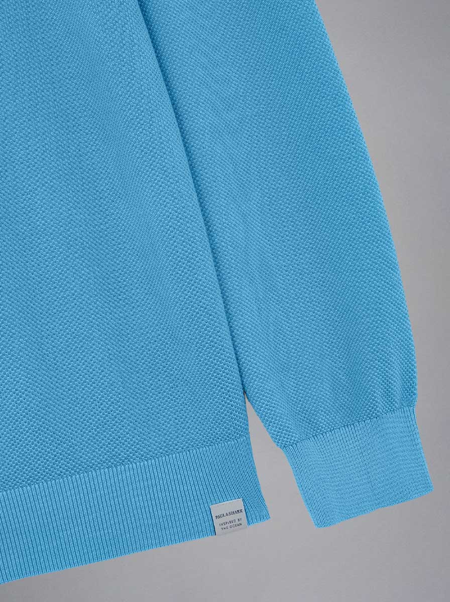 Paul & Shark Knitwear & Jumpers Paul & Shark - Riviera Garment Dyed Cotton Crew Neck Blue Sweater