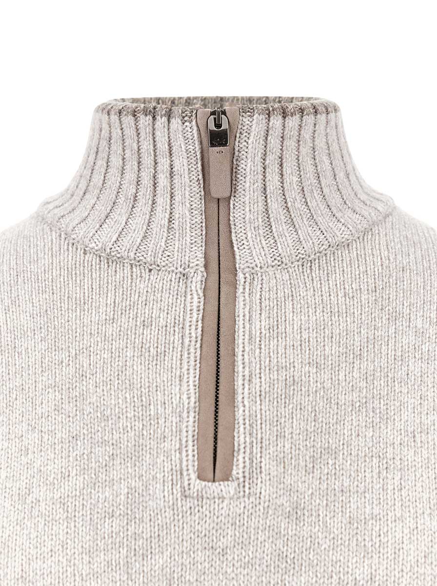Paul & Shark Knitwear & Jumpers Paul & Shark - Wool and Cashmere Stone Half-Zip Sweater