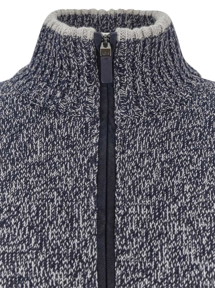 Paul & Shark Knitwear & Jumpers Paul & Shark - Wool & Cashmere Full-Zip Blue Melange Sweater