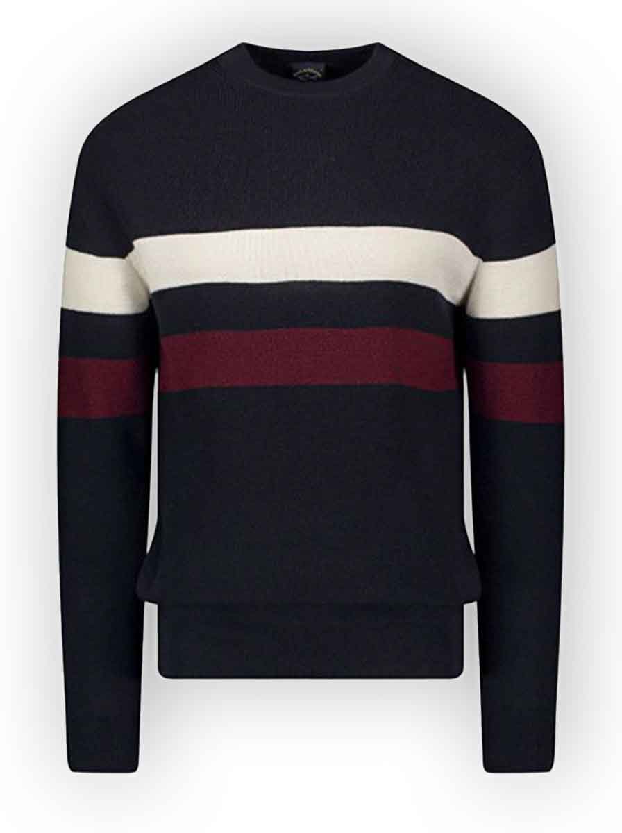 Paul & Shark Knitwear & Jumpers Paul & Shark - Wool Crew Neck Jumper w/ Bold Stripes 223
