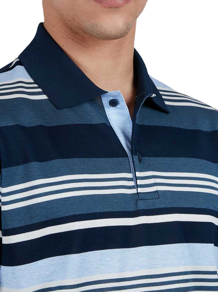 Paul & Shark Polo & T-Shirts Paul & Shark - Multi Stripe Fine Piqué Cotton Navy Polo