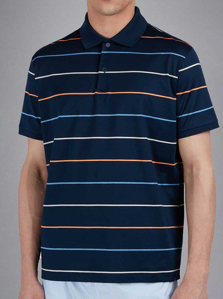 Paul & Shark Polo & T-Shirts Paul & Shark - Striped Double Mercerised Jersey Cotton Navy Polo