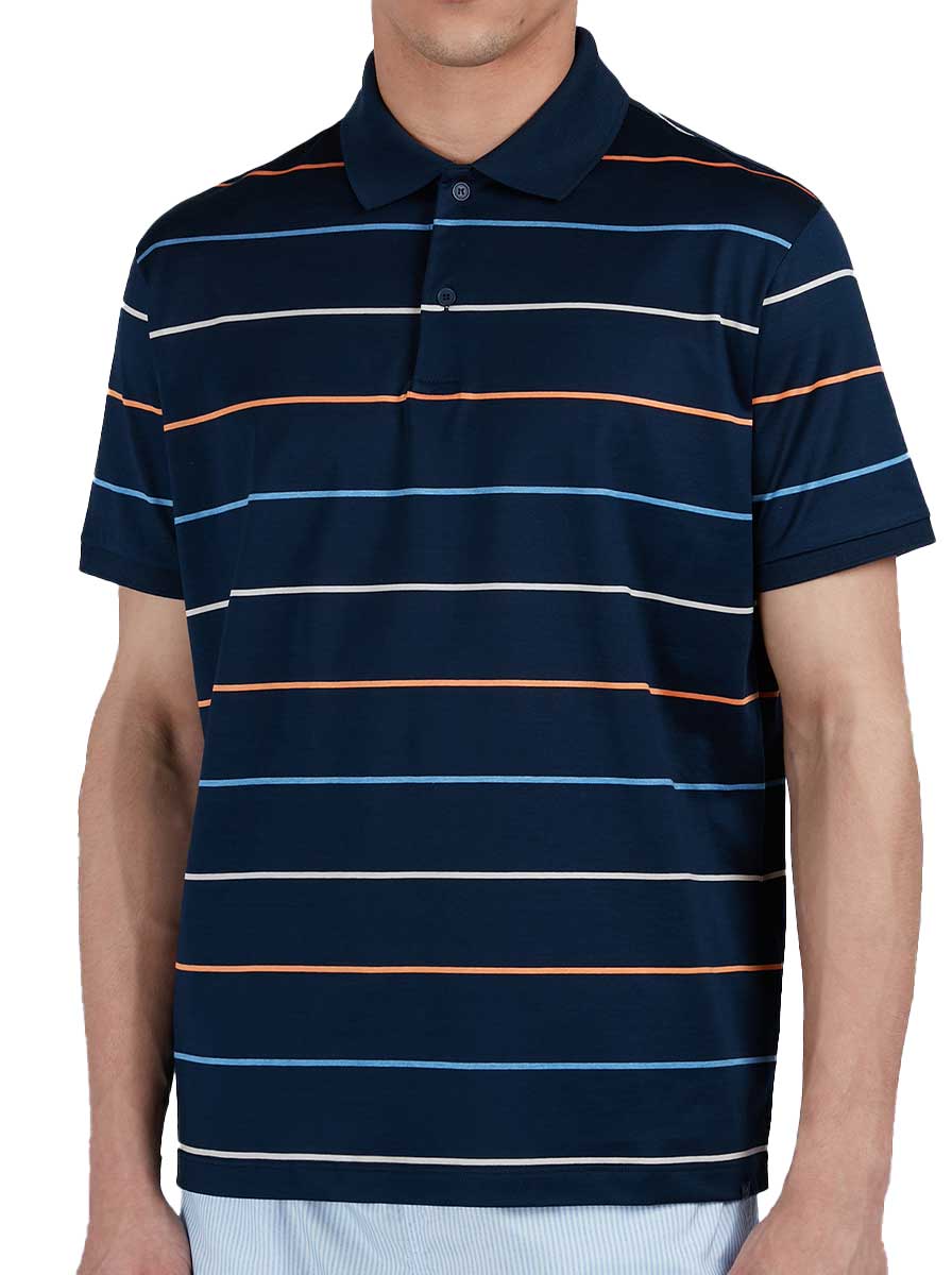 Paul & Shark Polo & T-Shirts Paul & Shark - Striped Double Mercerised Jersey Cotton Navy Polo