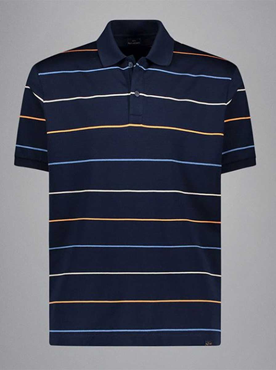 Paul & Shark Polo & T-Shirts Paul & Shark - Striped Double Mercerised Jersey Cotton Navy Polo