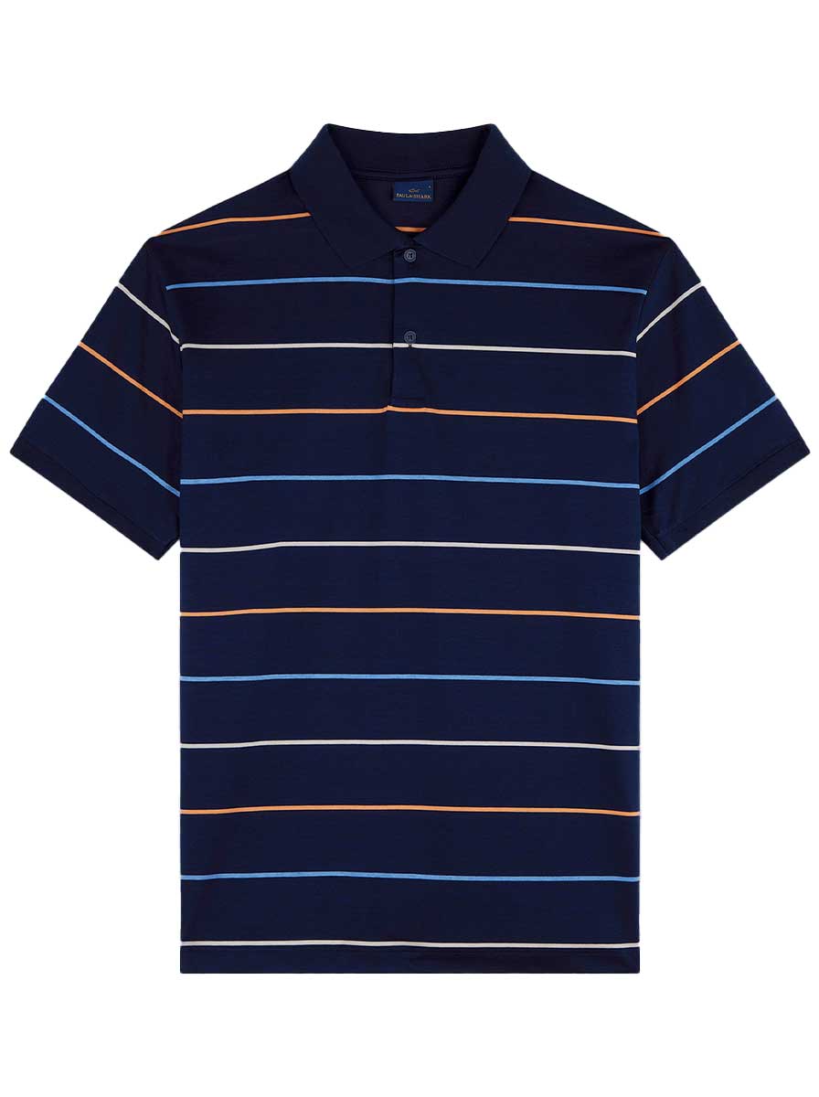 Paul & Shark Polo & T-Shirts Paul & Shark - Striped Double Mercerised Jersey Cotton Navy Polo