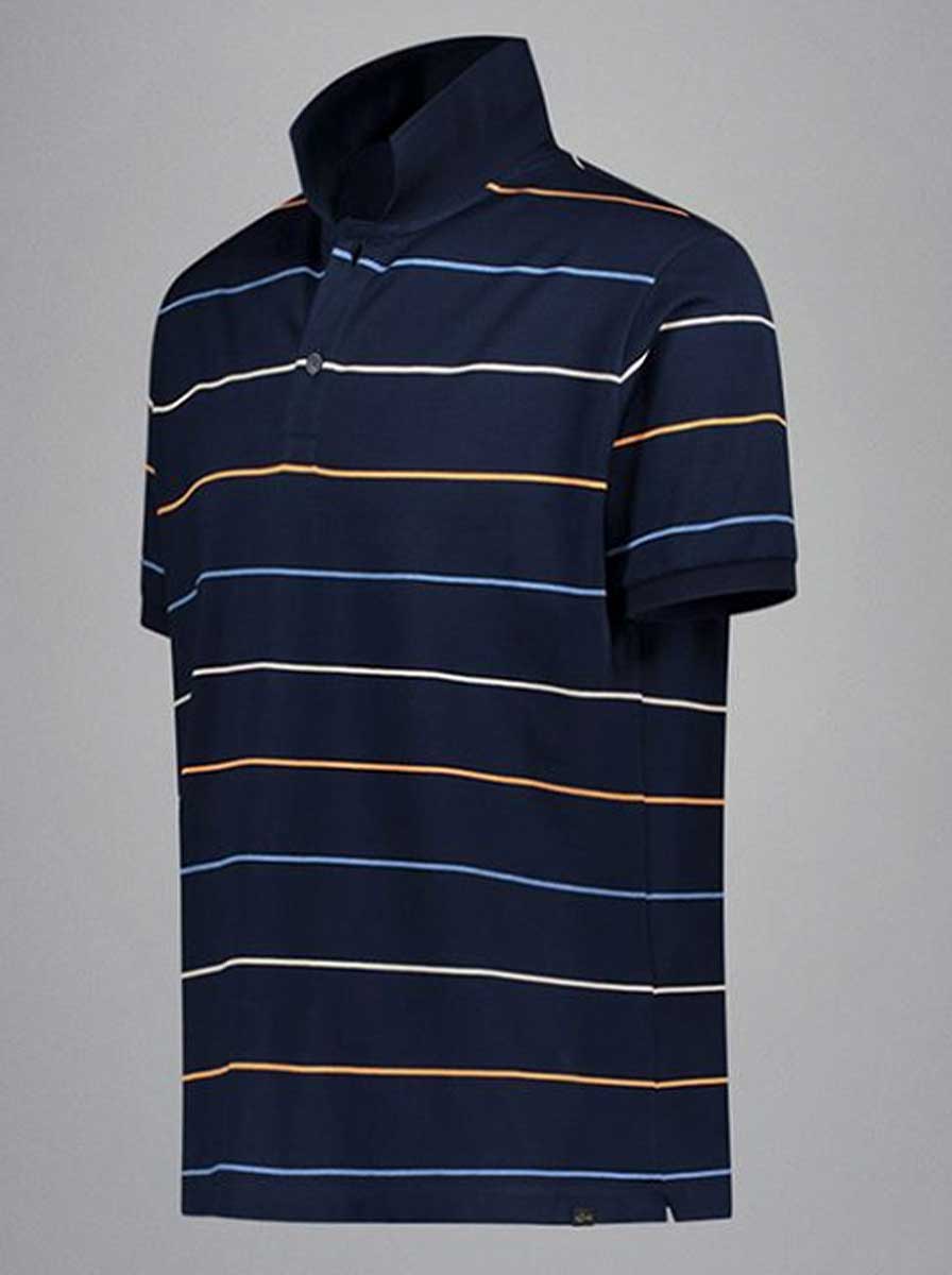 Paul & Shark Polo & T-Shirts Paul & Shark - Striped Double Mercerised Jersey Cotton Navy Polo