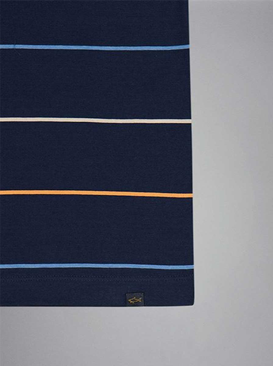 Paul & Shark Polo & T-Shirts Paul & Shark - Striped Double Mercerised Jersey Cotton Navy Polo
