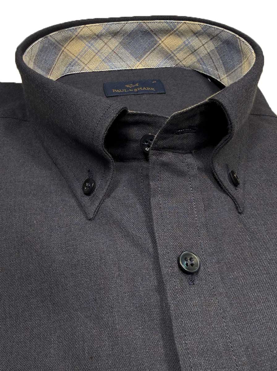 Paul & Shark Shirts Paul & Shark - Button Down Navy Flannel Long Sleeve Shirt