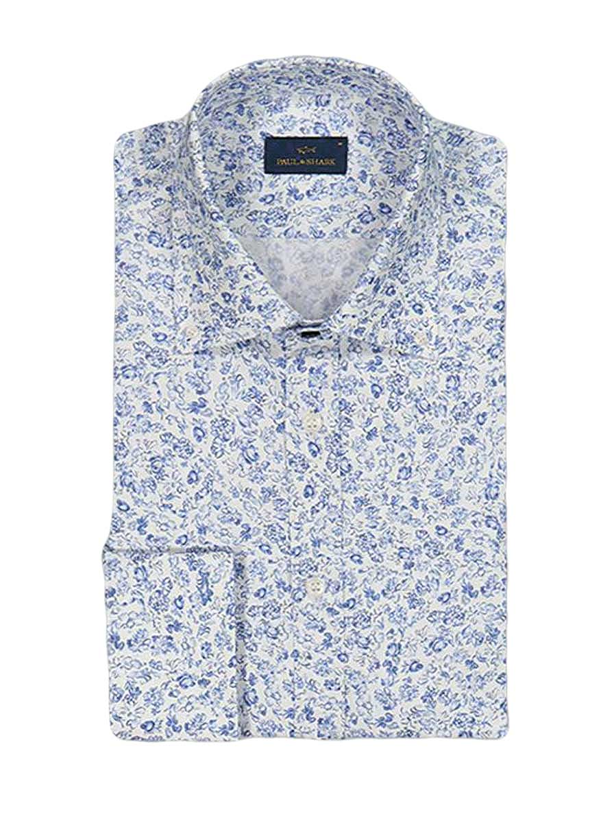 Paul & Shark Shirts Paul & Shark - Floral Print Cotton Blue Shirt