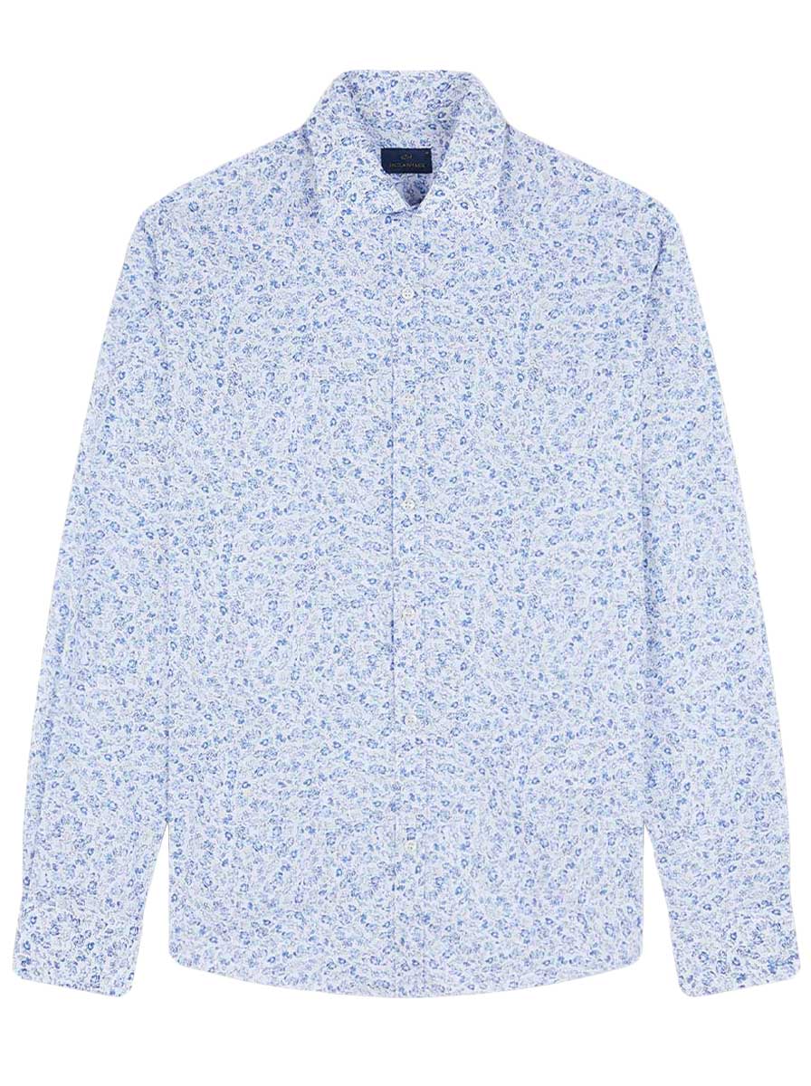 Paul & Shark Shirts Paul & Shark - Floral Print Cotton Blue Shirt