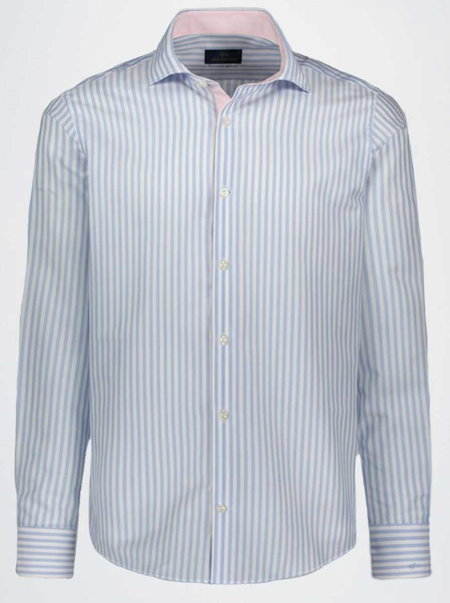 Paul & Shark Shirts Paul & Shark - French Collar Blue Stripe Long Sleeve Shirt