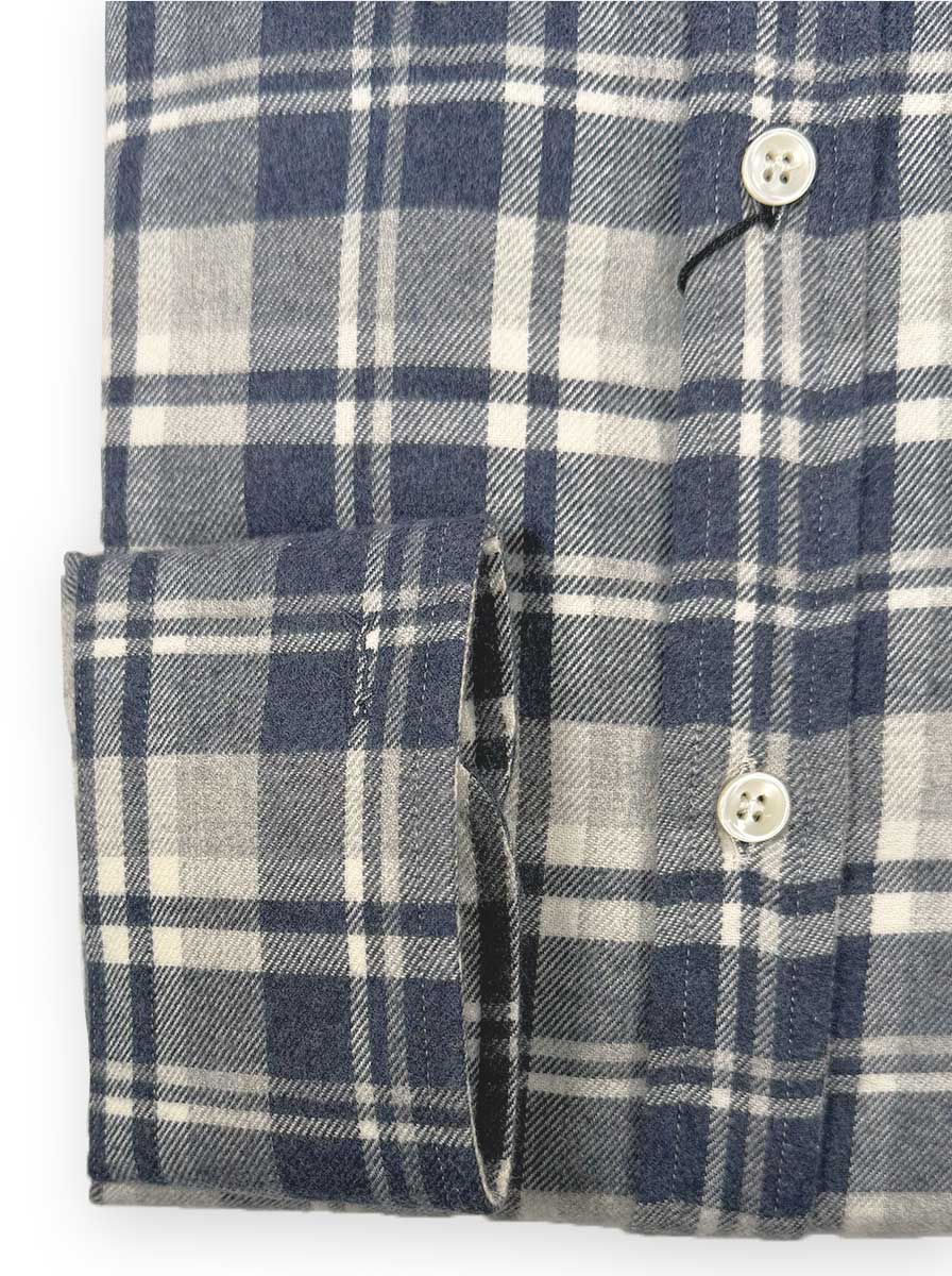 Paul & Shark Shirts Paul & Shark - Long Sleeve Shirt - Blue/Grey Check Button Down Flannel