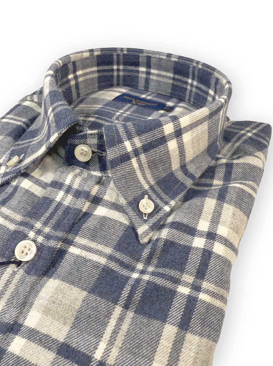 Paul & Shark Shirts Paul & Shark - Long Sleeve Shirt - Blue/Grey Check Button Down Flannel