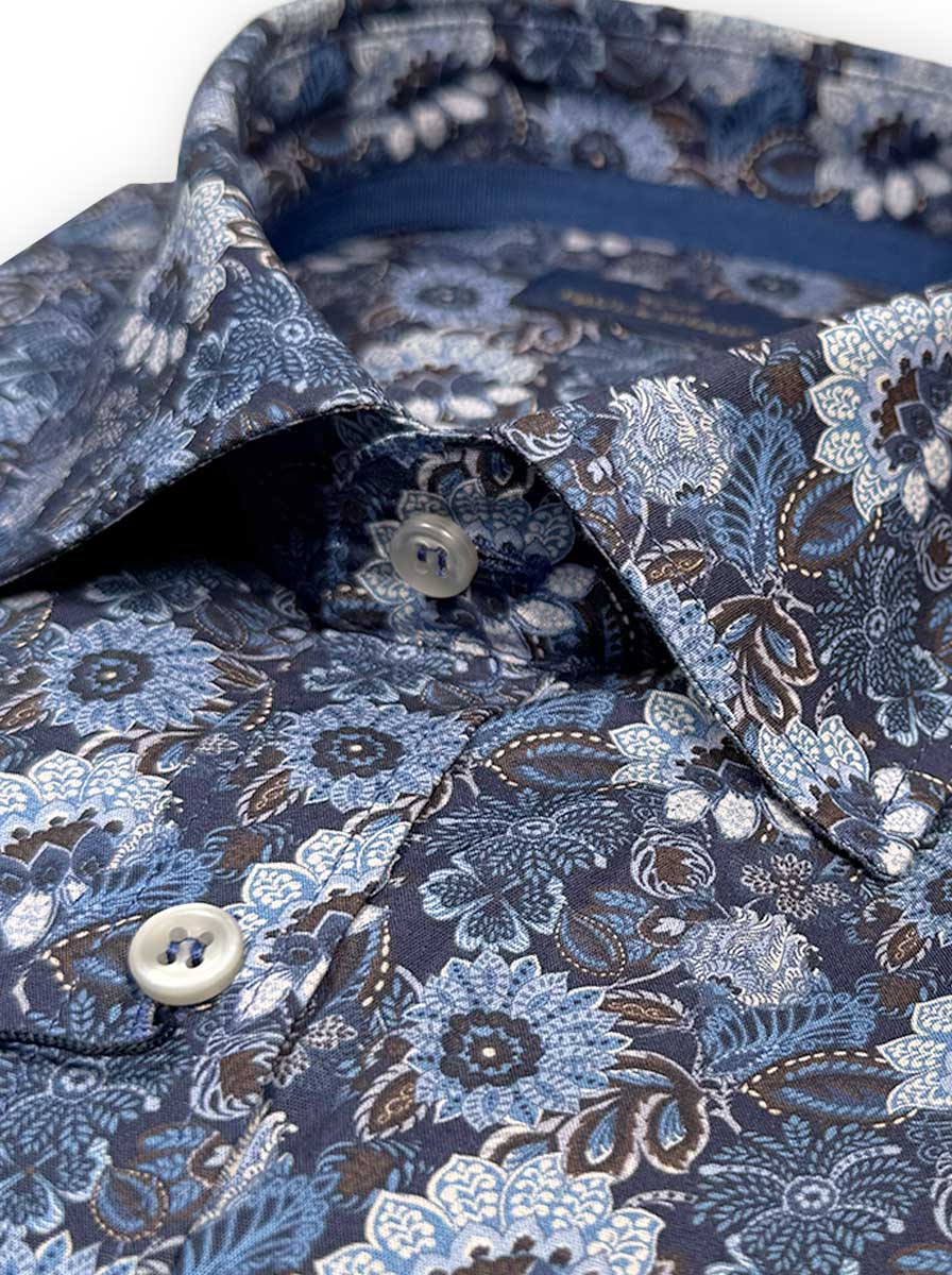 Paul & Shark Shirts Paul & Shark - Long Sleeve Shirt - Navy Floral Print