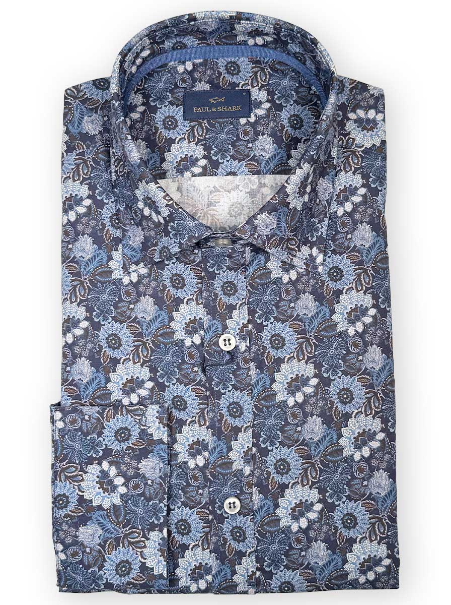 Paul & Shark Shirts Paul & Shark - Long Sleeve Shirt - Navy Floral Print