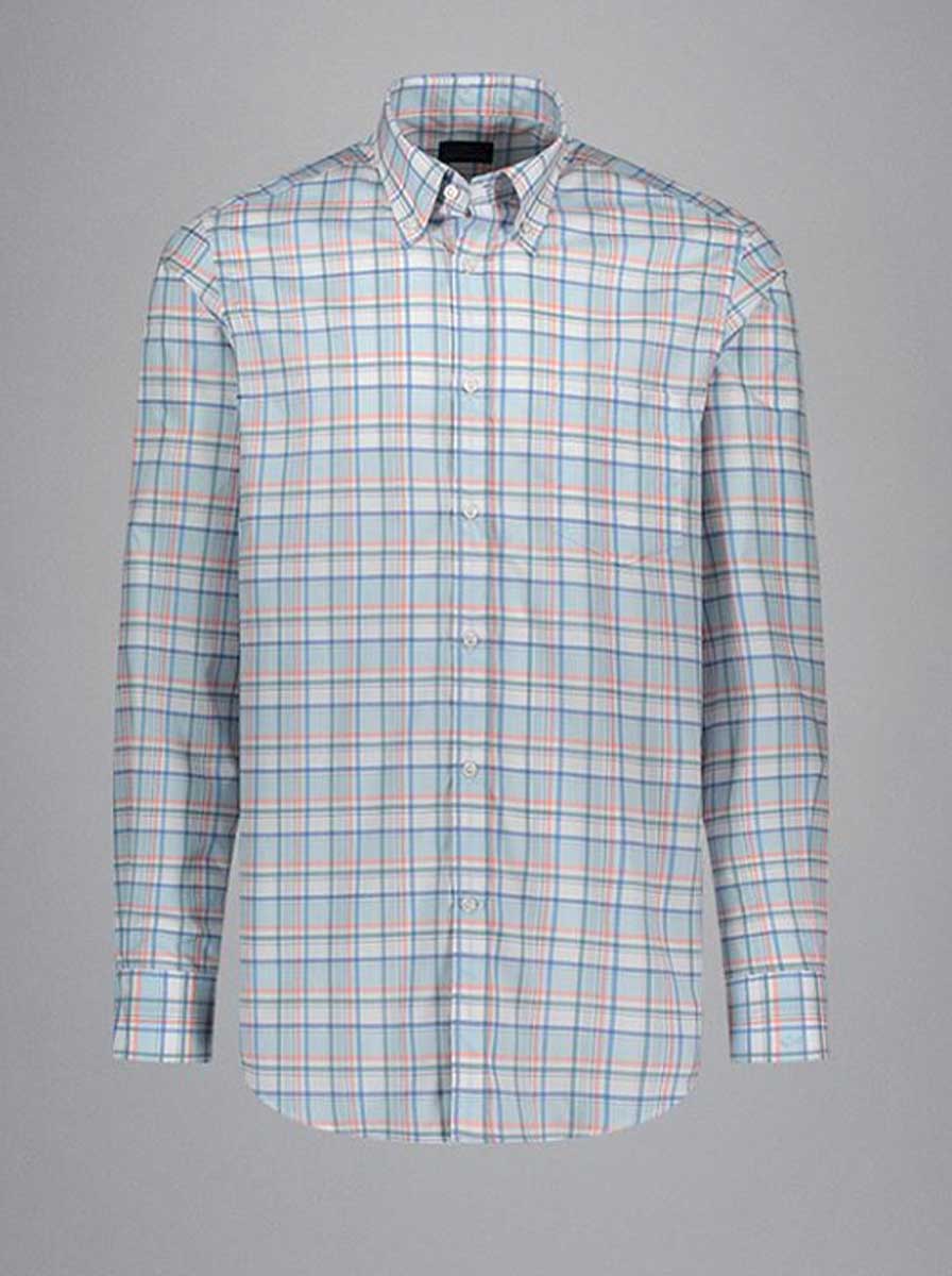 Paul & Shark Shirts Paul & Shark - Multi Check 120/2 Cotton Light Blue Shirt