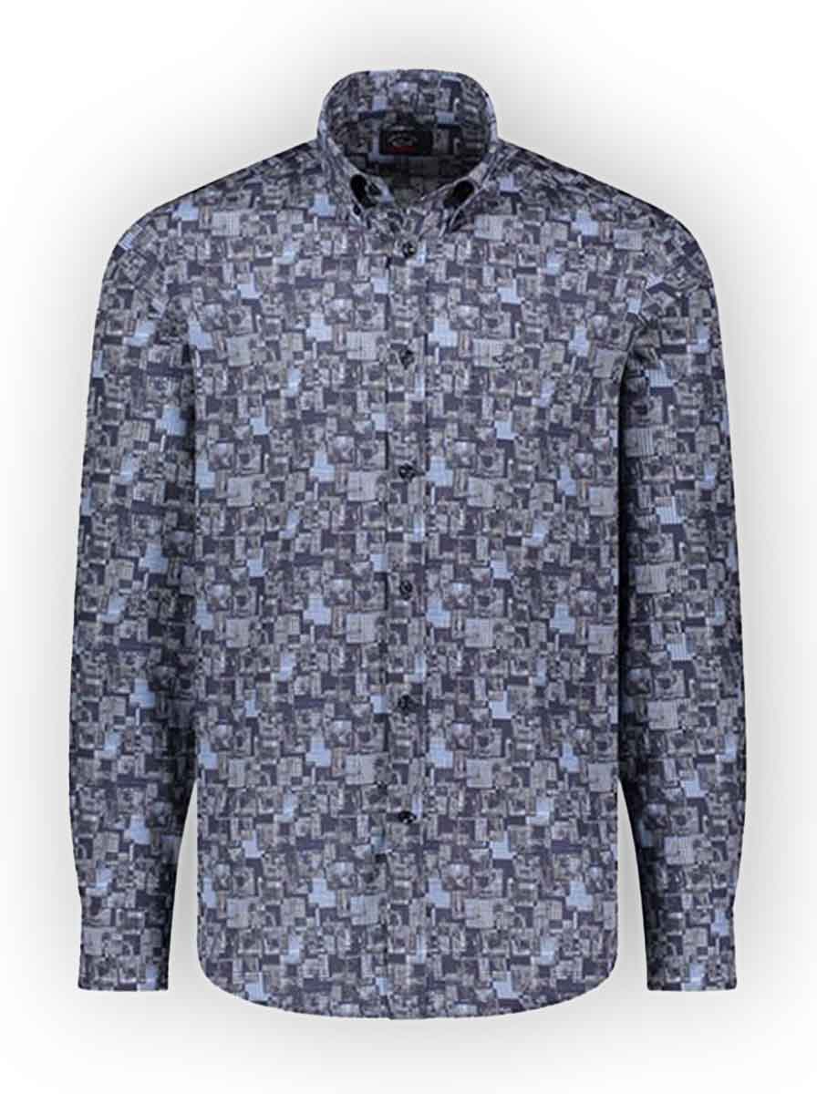 Paul & Shark Shirts Paul & Shark - Printed Check Cotton Button Down Shirt
