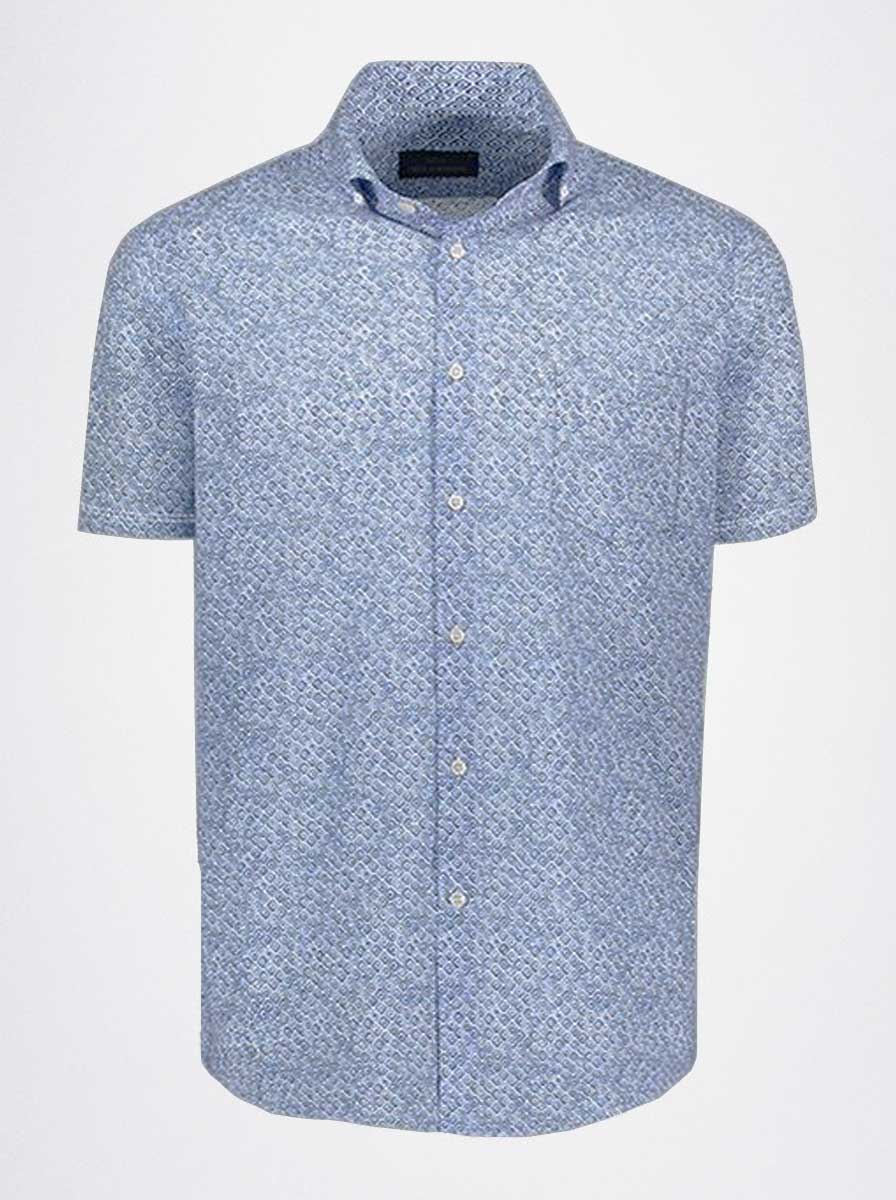 Paul & Shark Short Sleeve Shirts Paul & Shark - Geometric Watercolour Print Short Sleeve Shirt