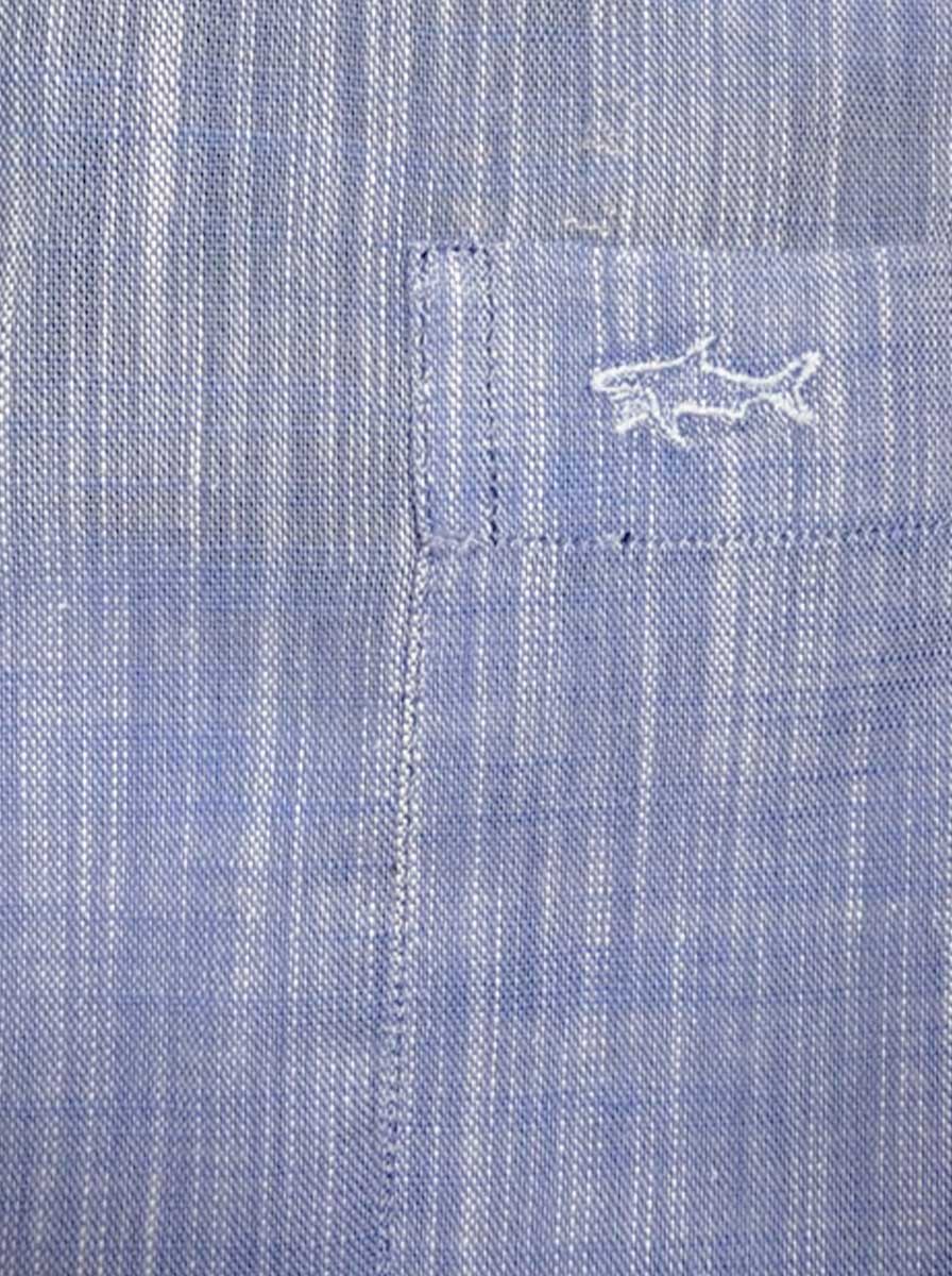Paul & Shark Short Sleeve Shirts Paul & Shark - Textured Cotton Blue Short Sleeve Shirt