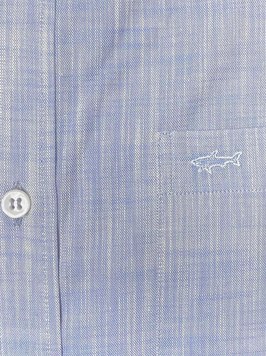 Paul & Shark Short Sleeve Shirts Paul & Shark - Textured Cotton Blue Short Sleeve Shirt