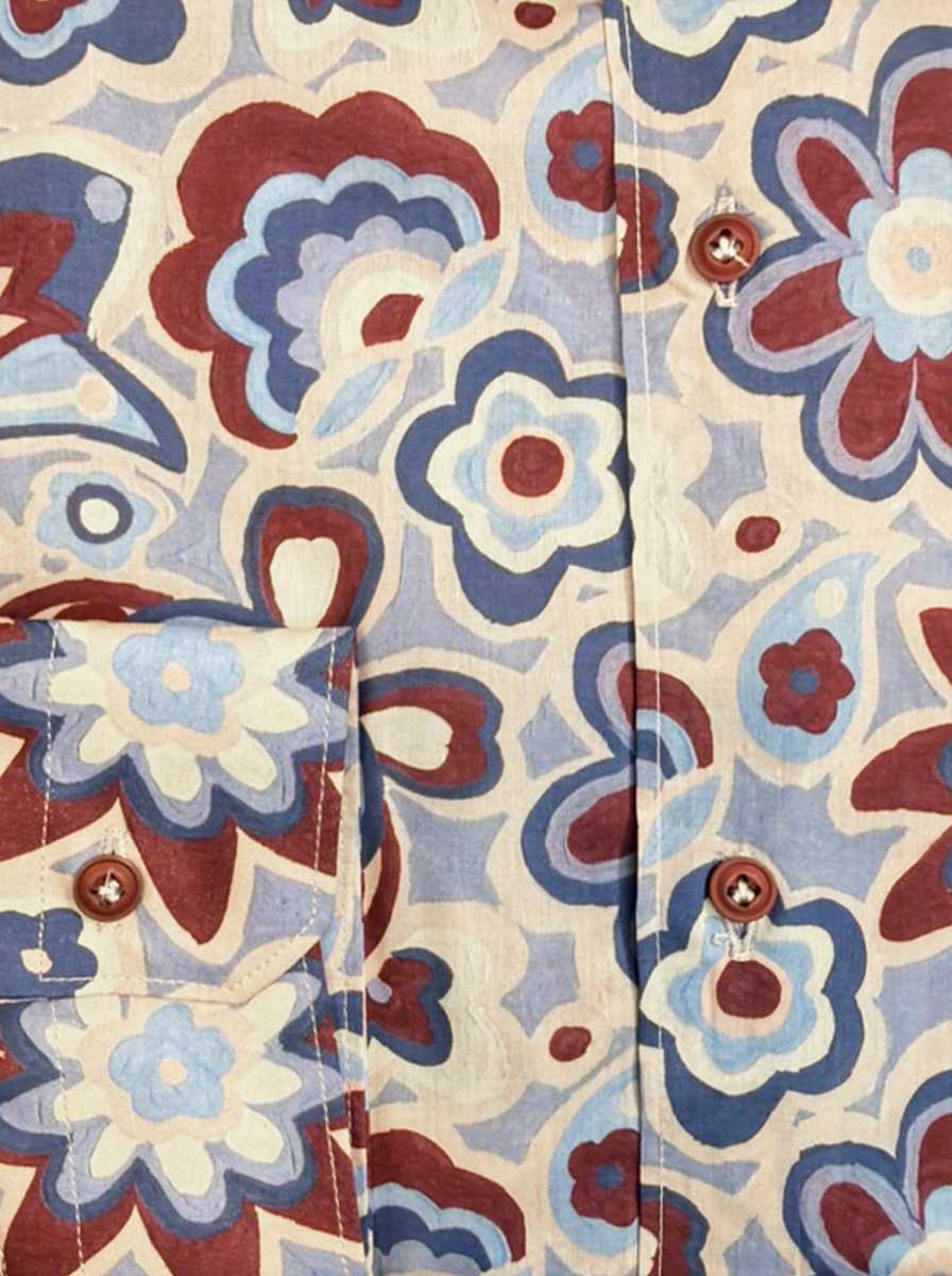 Poggianti Shirts Poggianti - Beige Floral Print Shirt