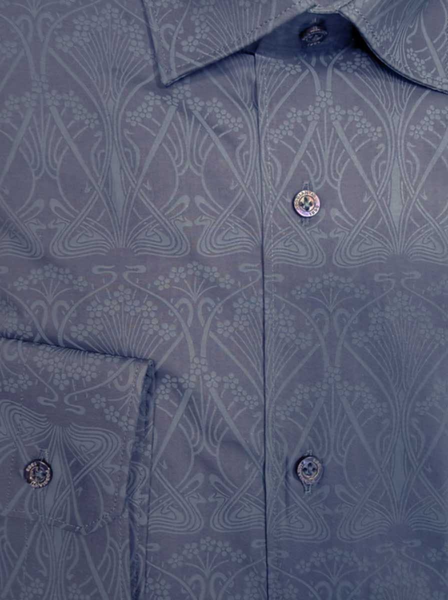 Poggianti Shirts Poggianti - Navy Jacquard Print Shirt