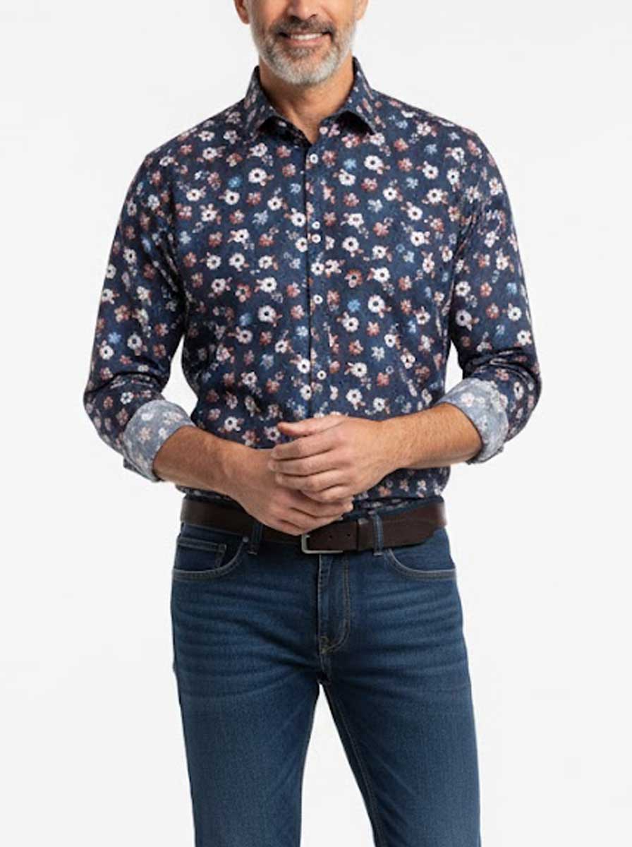 Poggianti Shirts Poggianti - Shirt - Dark Blue Floral Print
