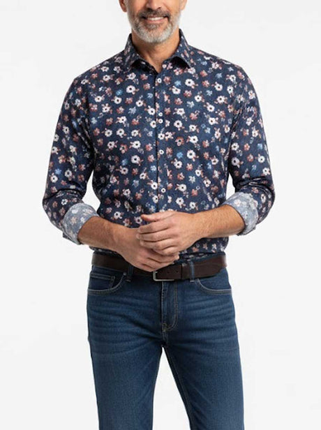 Poggianti Shirts Poggianti - Shirt - Dark Blue Floral Print