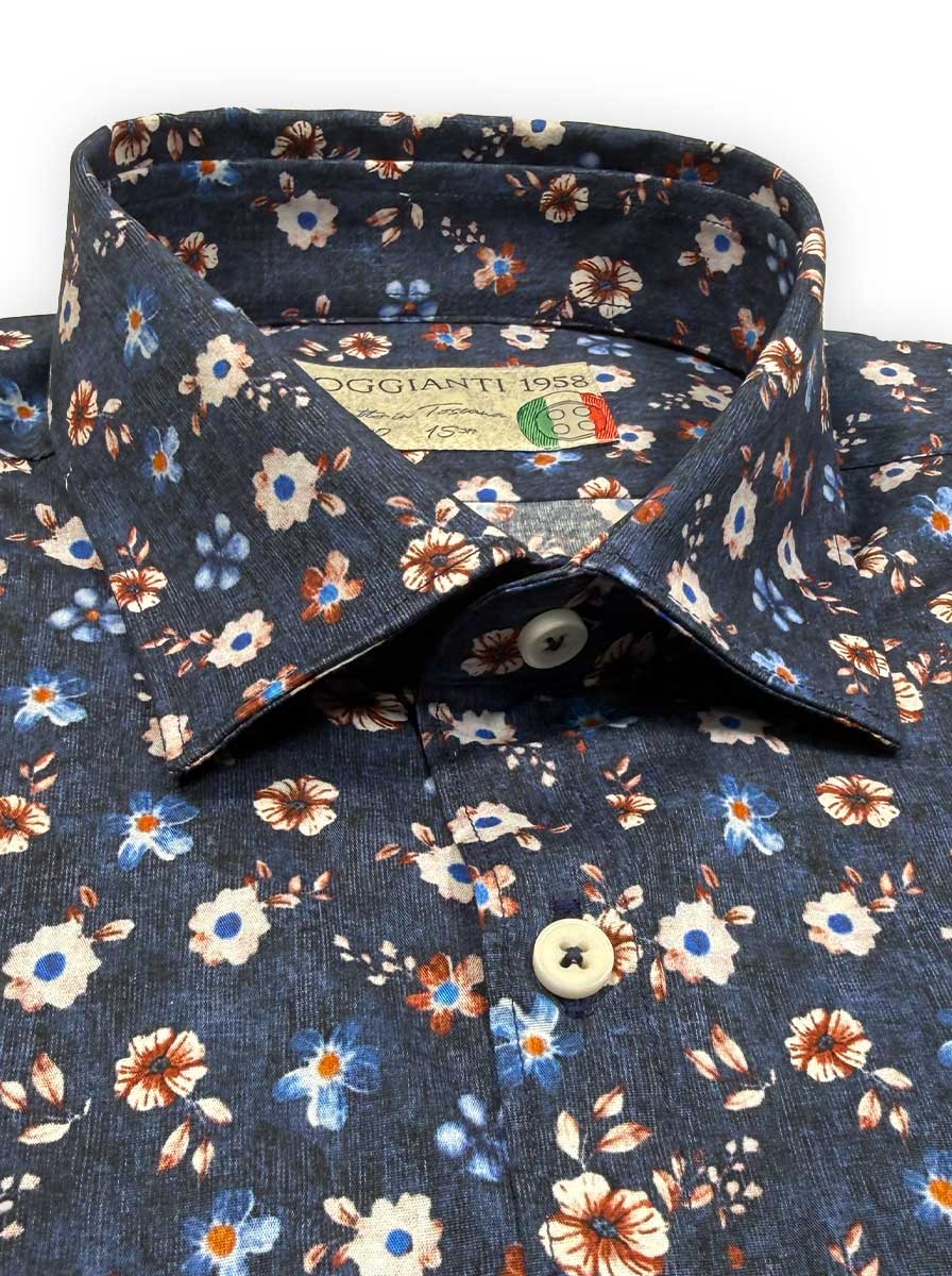 Poggianti Shirts Poggianti - Shirt - Dark Blue Floral Print