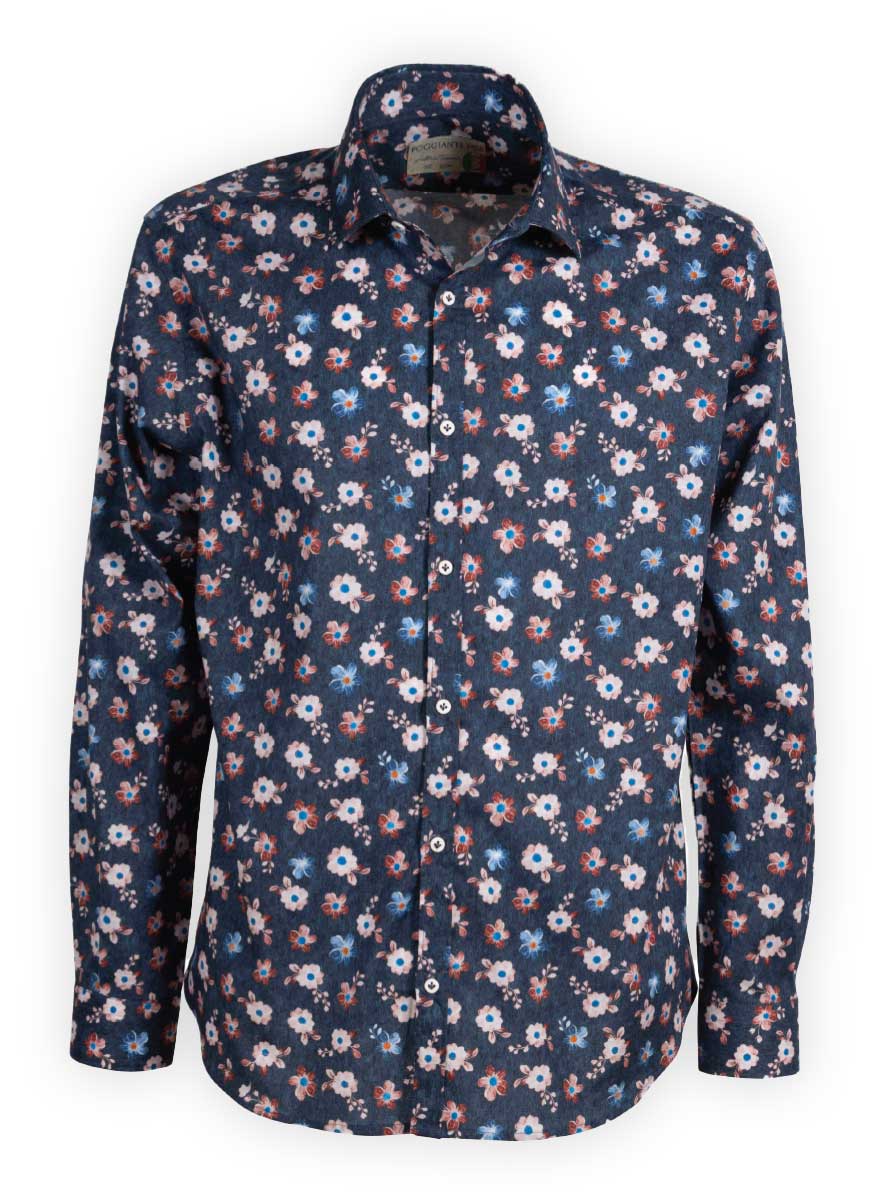 Poggianti Shirts Poggianti - Shirt - Dark Blue Floral Print
