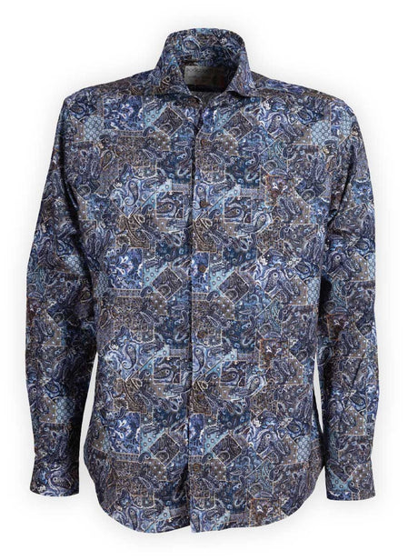 Poggianti Shirts Poggianti - Shirt - Dark Blue Paisley Printed Cord