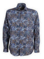 Poggianti Shirts Poggianti - Shirt - Dark Blue Paisley Printed Cord