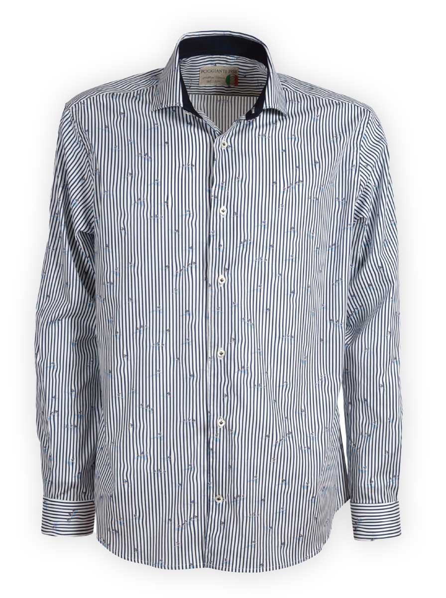 Poggianti Shirts Poggianti - Shirt - Navy Striped Skier Print