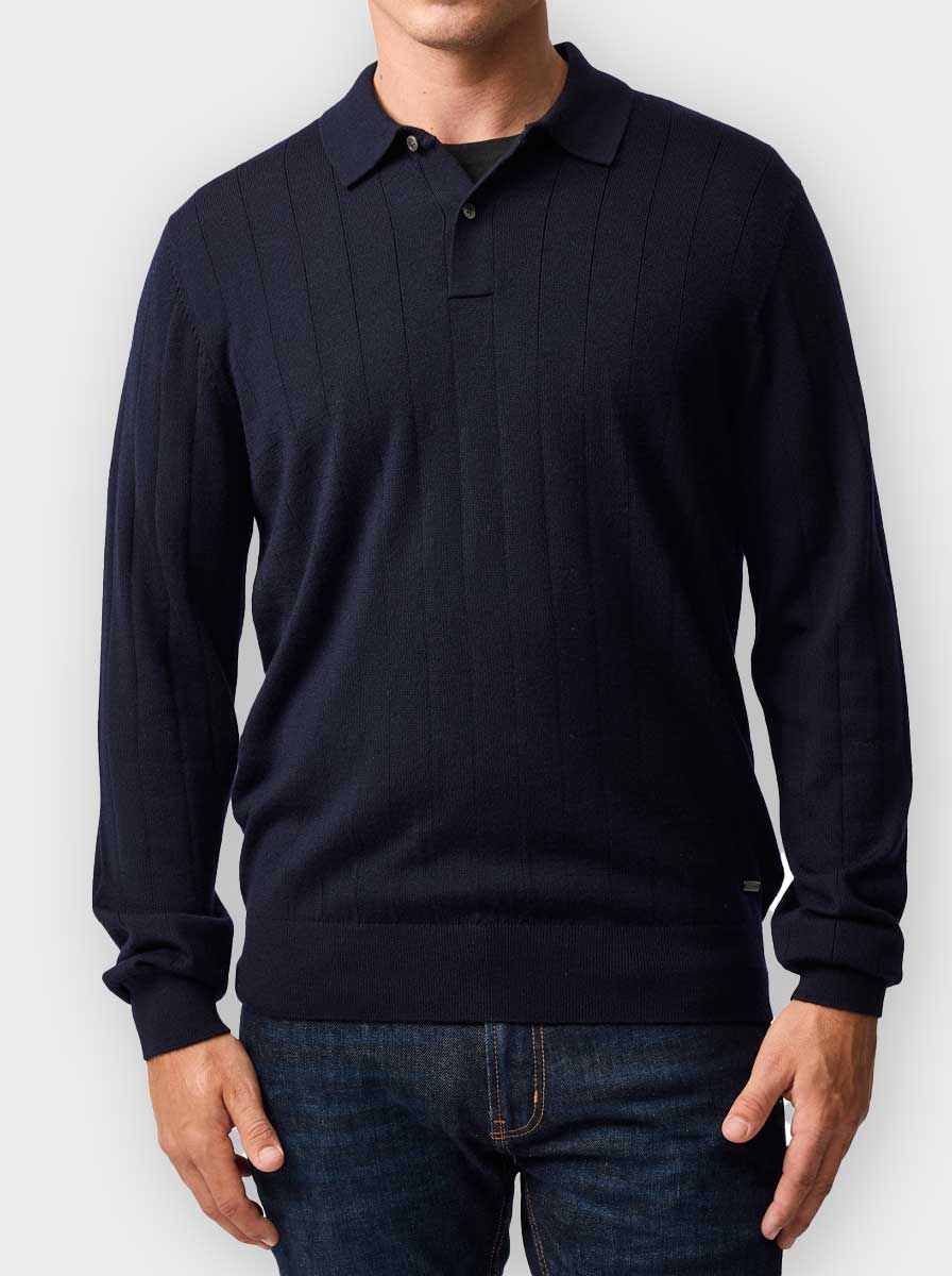 Rodd and Gunn Polo & T-Shirts Rodd & Gunn - Polo - Murdoch L/S Merino Ink Polo
