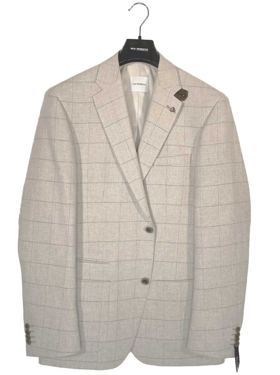 Roy Robson Jacket/Blazer Roy Robson - Cotton/Linen Checked Beige Blazer