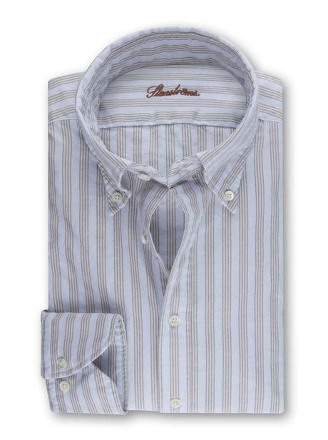 Stenströms Shirts Stenströms - Fitted Body Button Down Striped Oxford Shirt