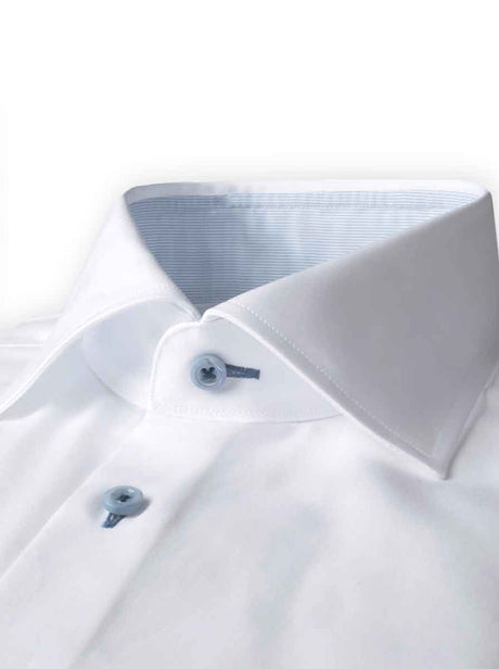 Stenströms Shirts Stenströms - Fitted Body Shirt With Contrast Trim - Colour White