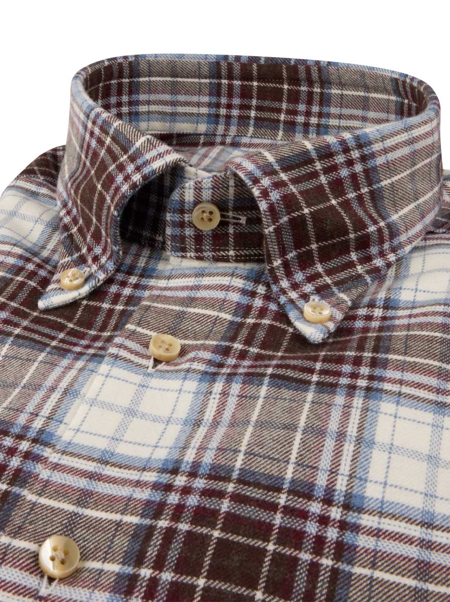 Stenströms Shirts Stenströms - Flannel Burgundy Check Shirt