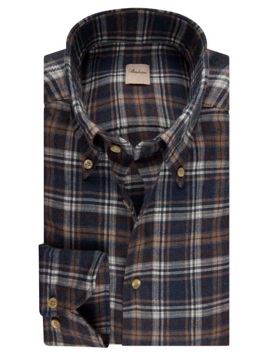 Stenströms Shirts Stenströms - Flannel Dark Blue Check Shirt