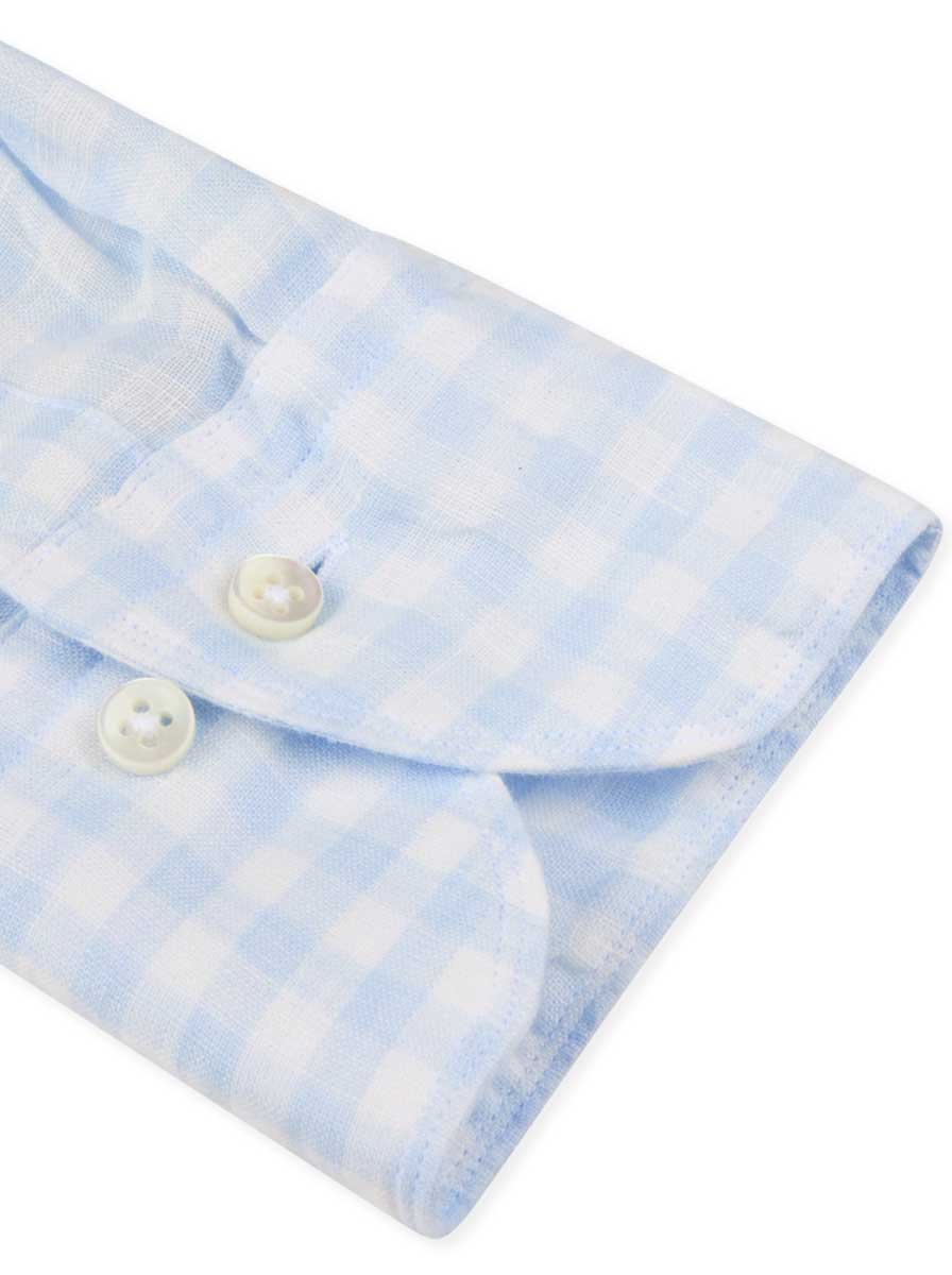 Stenströms Shirts Stenströms - Light Blue Check Linen Shirt