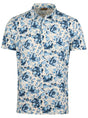 Stenströms Shirts Stenströms - Light Blue Floral Print Polo Shirt