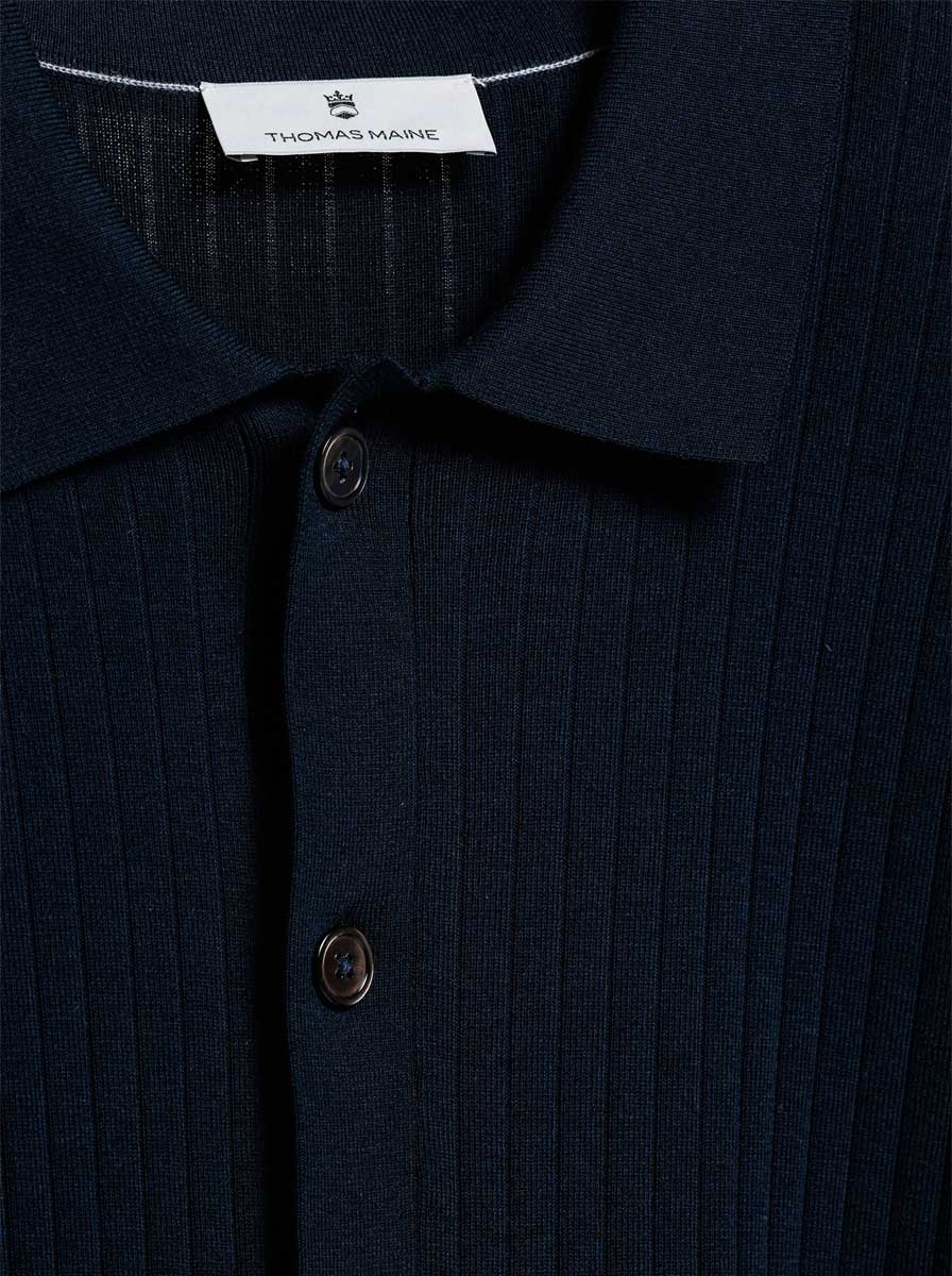 Thomas Maine Polo & T-Shirts Thomas Maine - Full Button Polo in Navy