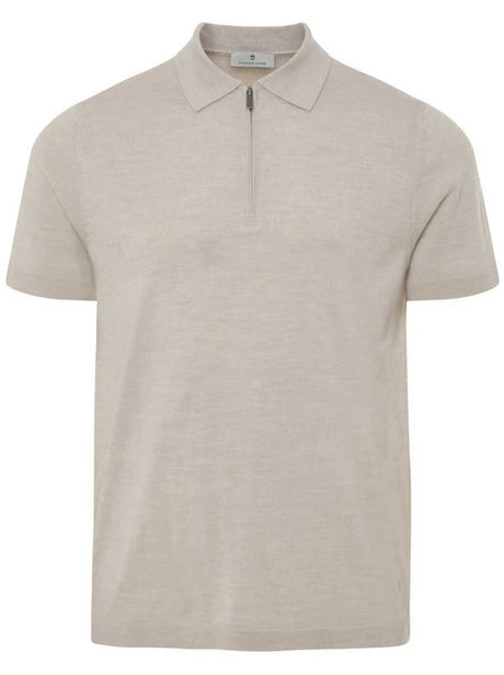 Thomas Maine Polo & T-Shirts Thomas Maine - Knitted Polo With Zip in Beige