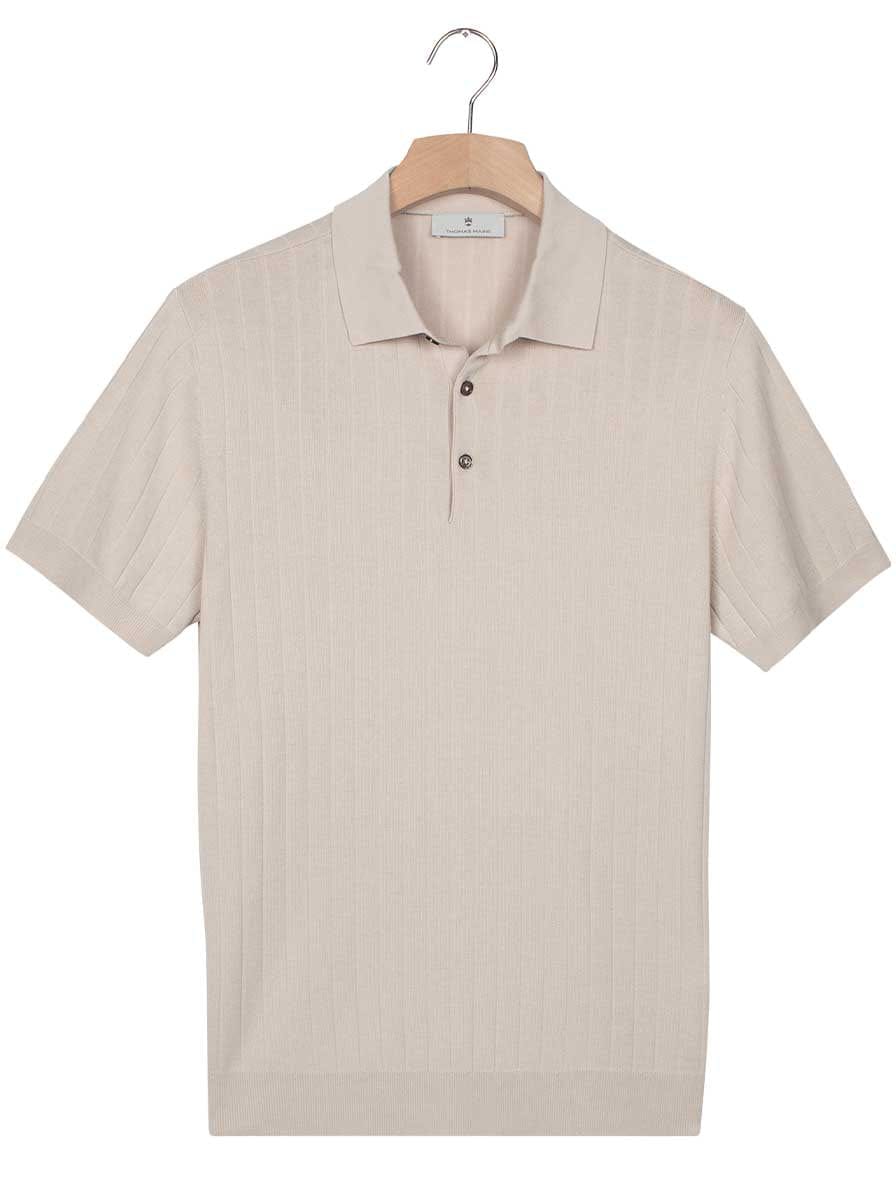 Thomas Maine Polo & T-Shirts Thomas Maine - Ribbed Knitted Beige Polo