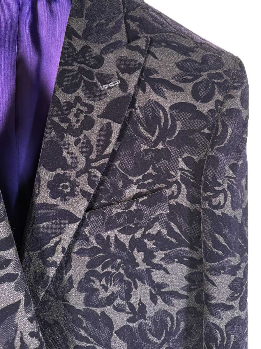 Torre Jacket/Blazer Mazzelli - Floral Printed Navy Velvet