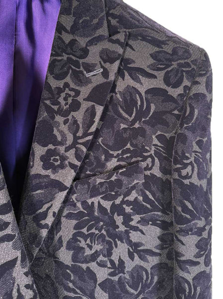 Torre Jacket/Blazer Mazzelli - Floral Printed Navy Velvet