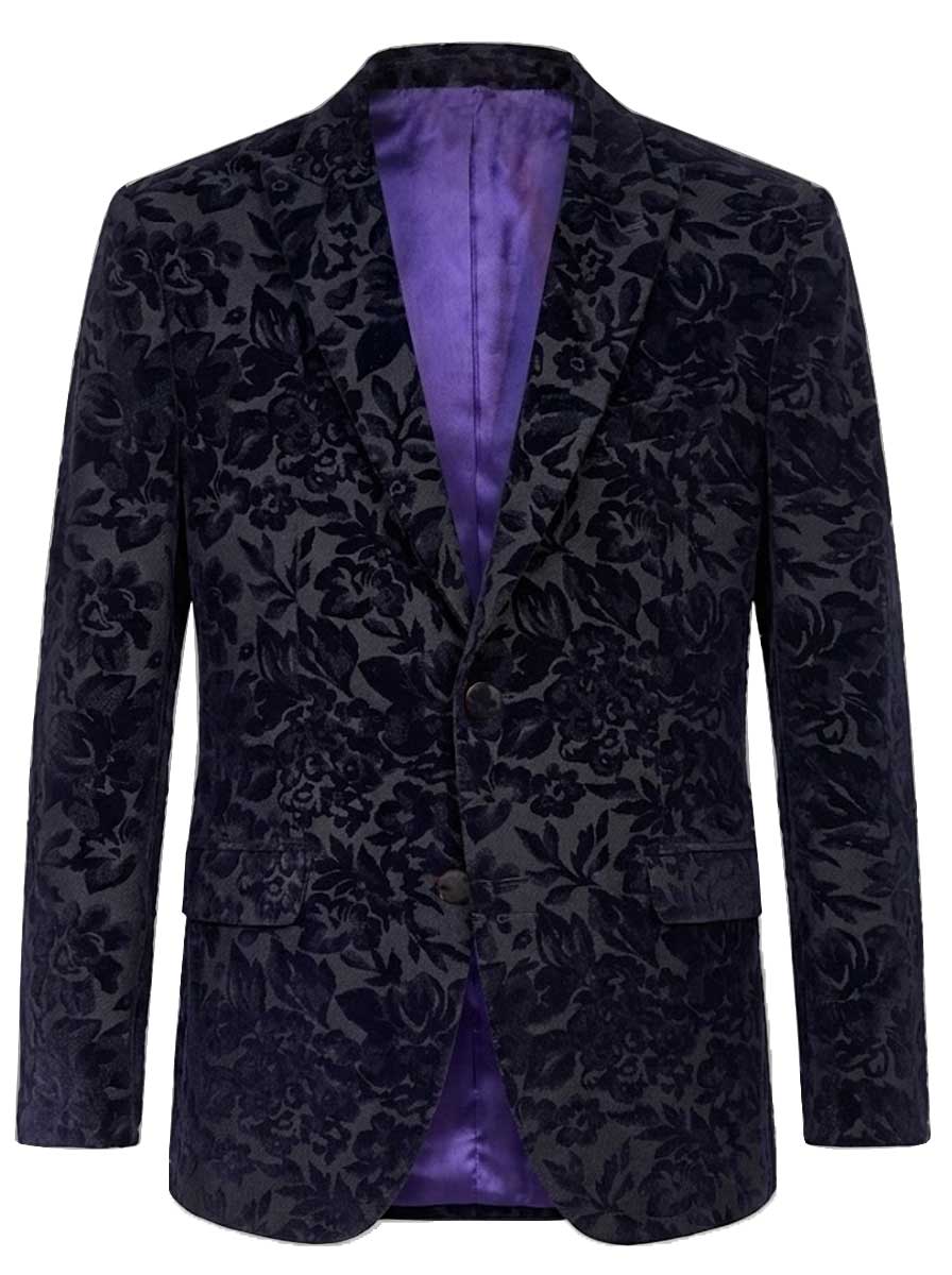Torre Jacket/Blazer Mazzelli - Floral Printed Navy Velvet
