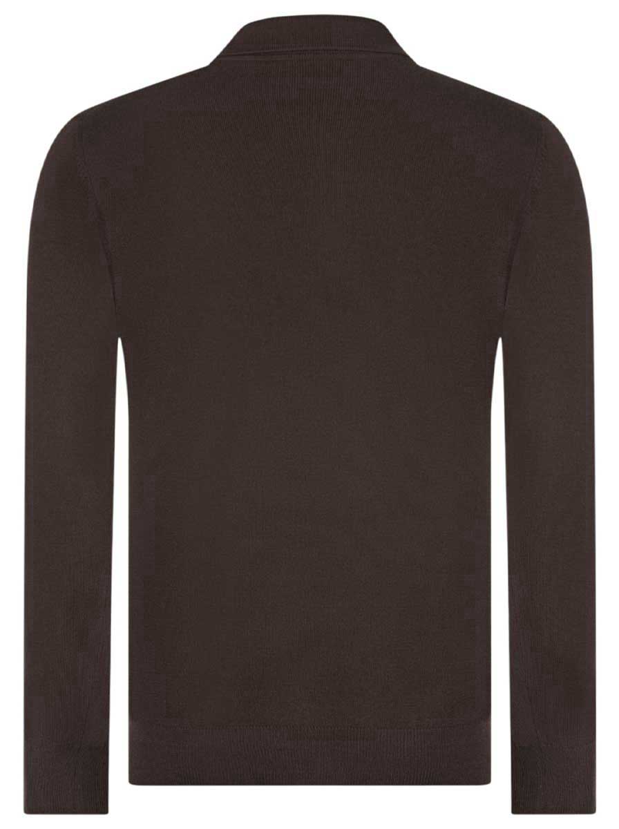 Gran Sasso Knitwear & Jumpers Gran Sasso - Merino Wool Long Sleeve Brown Polo