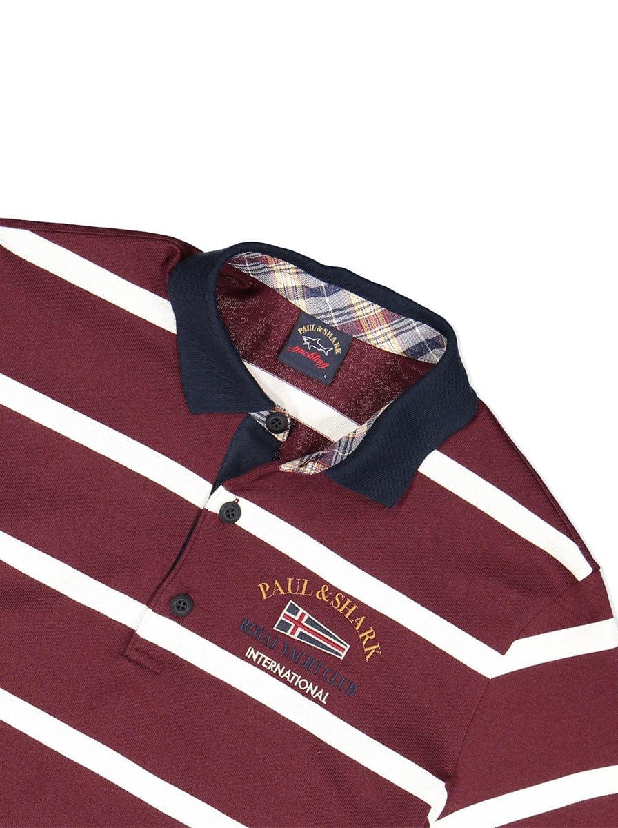 Paul & Shark Polo & T-Shirts Paul & Shark Royal Yacht Club Striped Rugby Shirt - Burgundy / Off White